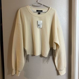 Cream Crewneck w/ Rhinestones